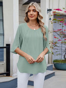 Blusa Feminina Chiffon Manga 3/4 Soltinha Elegante
