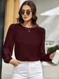 Blusa Feminina Manga Longa Elegante Gola Redonda