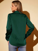 Camisa Feminina Cetim Manga Longa Social Elegante