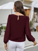 Blusa Feminina Manga Longa Elegante Gola Redonda
