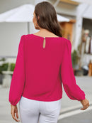 Blusa Feminina Manga Longa Elegante Gola Redonda