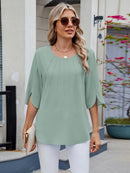 Blusa Feminina Chiffon Manga 3/4 Soltinha Elegante