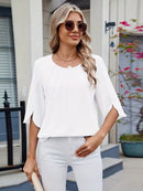 Blusa Feminina Chiffon Manga 3/4 Soltinha Elegante