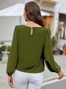 Blusa Feminina Manga Longa Elegante Gola Redonda