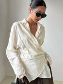 Blusa Feminina Chiffon Manga Longa Elegante Fluida