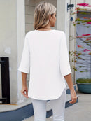 Blusa Feminina Chiffon Manga 3/4 Soltinha Elegante