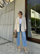 Blazer Feminino Alfaiataria Sofisticado com Abotoamento Duplo