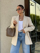 Blazer Feminino Alfaiataria Sofisticado com Abotoamento Duplo