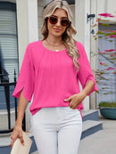 Blusa Feminina Chiffon Manga 3/4 Soltinha Elegante