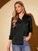 Camisa Feminina Cetim Manga Longa Social Elegante