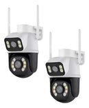 Kit 2 Câmera Wifi Externa A28 App Icsee Dupla Visão 3mp Prova Dágua Cor Branco