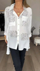 Camisa Poema de Seda™ com Detalhes Elegantes / Caimento Perfeito e Detalhes Únicos para um Estilo Sofisticado!