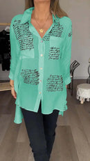 Camisa Poema de Seda™ com Detalhes Elegantes / Caimento Perfeito e Detalhes Únicos para um Estilo Sofisticado!