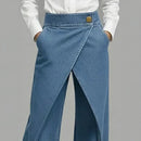 Calça Jeans Anya™ com Efeito Transpassado e Frente Assimétrica Sobreposta