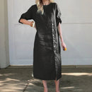 Vestido Adélie™ em Linho de Algodão com Botões Laterais e Fenda Sofisticada / Movimento e Elegância na Medida Certa!