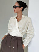 Blusa Feminina Chiffon Manga Longa Elegante Fluida