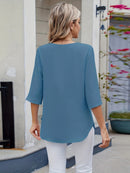 Blusa Feminina Chiffon Manga 3/4 Soltinha Elegante