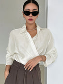 Blusa Feminina Chiffon Manga Longa Elegante Fluida